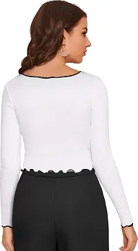 Elegant White Polyester Solid Top For Women-thumb1