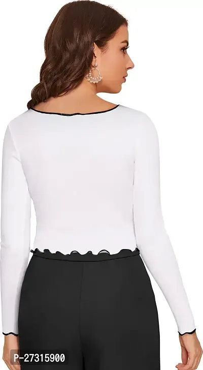 Elegant White Polyester Solid Top For Women-thumb2