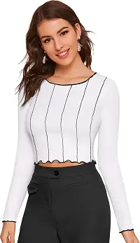 Elegant White Polyester Solid Top For Women-thumb2