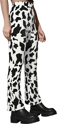 Elegant White Viscose Rayon Animal Print Trousers For Women-thumb3