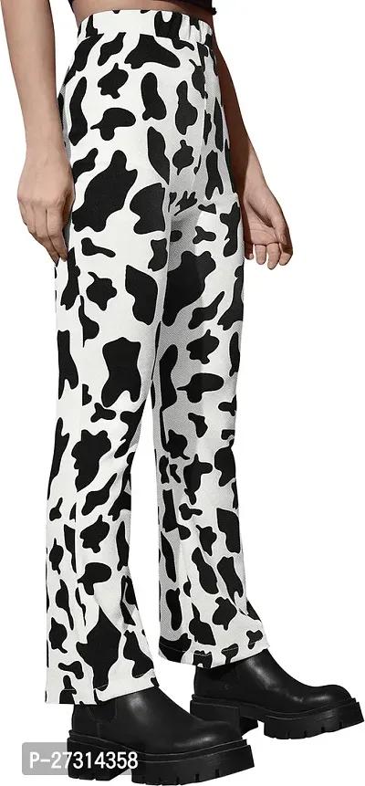 Elegant White Viscose Rayon Animal Print Trousers For Women-thumb4