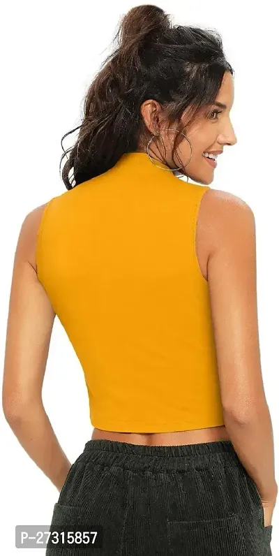 Elegant Yellow Polyester Striped Top For Women-thumb2