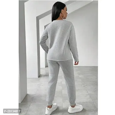 Elegant Grey Cotton Printed Top  Pyjama Set For Women-thumb2