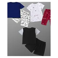 Classic Multicoloured Cotton Printed T-Shirts with Shorts for Boys Pack of 3-thumb1