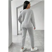 Elegant Grey Cotton Printed Top  Pyjama Set For Women-thumb1