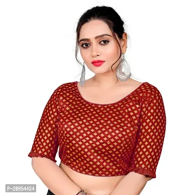 Womens Wine Jacquard Readymade Saree Blouse