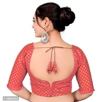 Womens Wine Jacquard Readymade Saree Blouse-thumb4