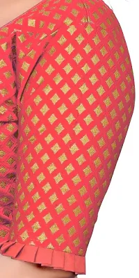 Womens Wine Jacquard Readymade Saree Blouse-thumb4