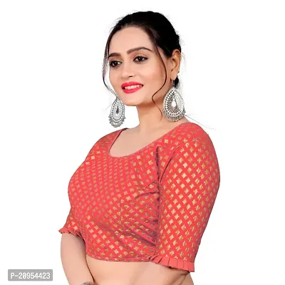 Womens Wine Jacquard Readymade Saree Blouse-thumb2