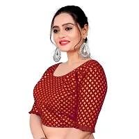 Womens Wine Jacquard Readymade Saree Blouse-thumb2