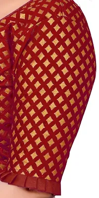 Womens Wine Jacquard Readymade Saree Blouse-thumb3