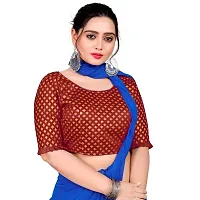 Womens Wine Jacquard Readymade Saree Blouse-thumb4