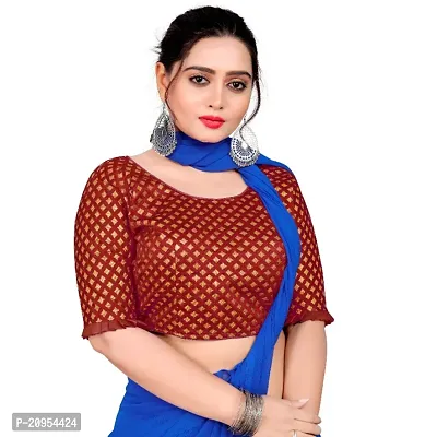 Womens Wine Jacquard Readymade Saree Blouse-thumb5