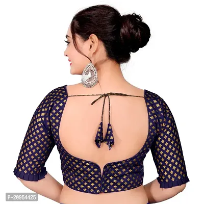 Womens Wine Jacquard Readymade Saree Blouse-thumb2