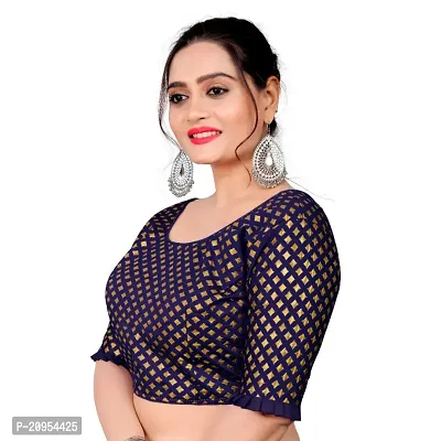 Womens Wine Jacquard Readymade Saree Blouse-thumb5