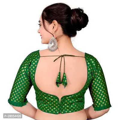 Womens Wine Jacquard Readymade Saree Blouse-thumb2