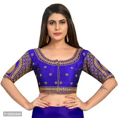 Womens Banglori Silk Embroidery Coding  Work Readymade Saree Blouse-thumb0