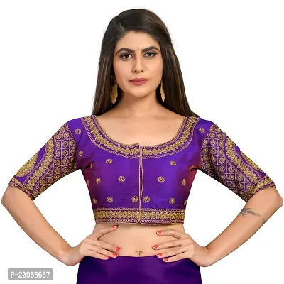 Womens Banglori Silk Embroidery Coding  Work Readymade Saree Blouse