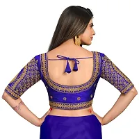 Womens Banglori Silk Embroidery Coding  Work Readymade Saree Blouse-thumb1