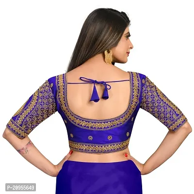 Womens Banglori Silk Embroidery Coding  Work Readymade Saree Blouse-thumb2