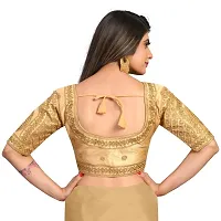 Womens Banglori Silk Embroidery Coding  Work Readymade Saree Blouse-thumb1