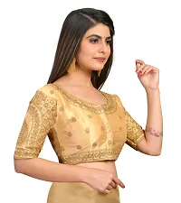 Womens Banglori Silk Embroidery Coding  Work Readymade Saree Blouse-thumb2