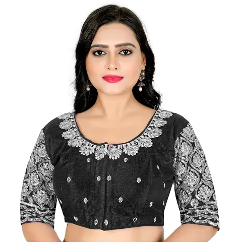 Phantom Silk Silver Zari Embroidered Stitched Blouses