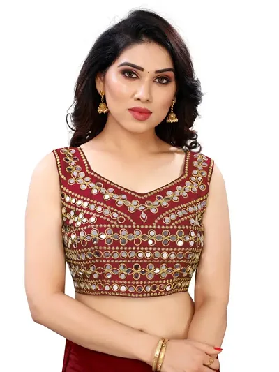 Reliable Pure Banglori Silk Embroidered Mirror Work Stitched Blouses For Women