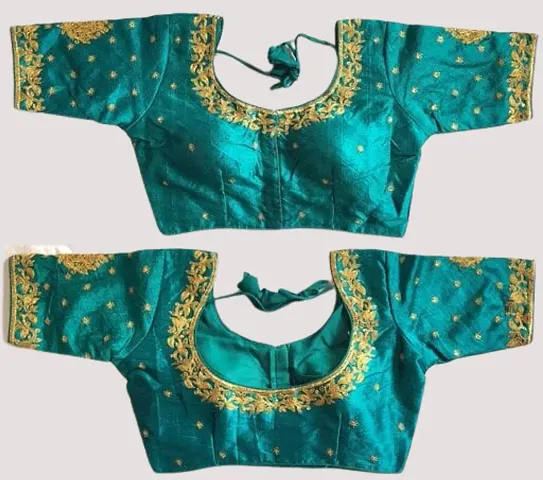 Designer Silk Blend Embroidered Stitched Blouses