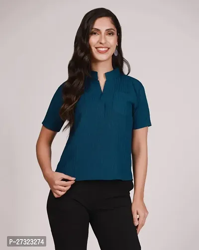 Fancy Cotton Blend Solid Top For Women