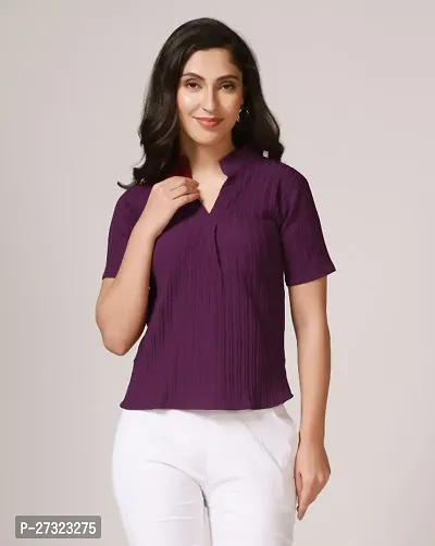 Fancy Cotton Blend Solid Top For Women