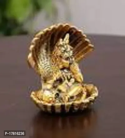 Classic Handicrafts Ladoo Gopal Krishna On Sheshnag Looks Sheep Metal Religious Showpiece Decorative Showpiece - 8 Cm(Brass)
