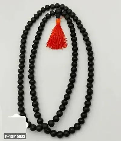 Classic Natural Ebony Wood Religious Mala (Karungali Kattai Malai) , (Beads Size: 8Mm) Wood Necklace