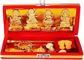 kriwin Shree Dhan Laxmi Kuber Bhandari Yantra for Pooja for Wealth, Power, Money, Success, Good Luck and Prosperity (13 pcs in a Box) Brass Yantra (Pack of 13) Brass, Wooden Yantra  (Pack of 1)-thumb1