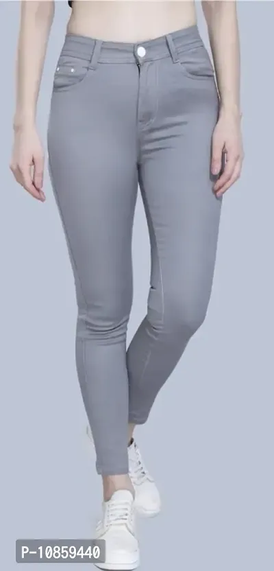 Classic High Waist Denim Solid Jeans for Women-thumb0