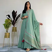 REXIFY Women's Latest Rayon Floor Length Anarkali Kurti with Lace with Printed Dupatta Set, A Complete Ethnic Set for All Occasions. (Green)-thumb2