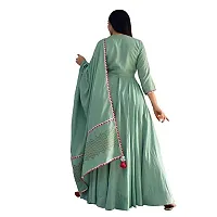 REXIFY Women's Latest Rayon Floor Length Anarkali Kurti with Lace with Printed Dupatta Set, A Complete Ethnic Set for All Occasions. (Green)-thumb1