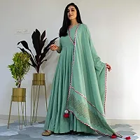 REXIFY Women's Latest Rayon Floor Length Anarkali Kurti with Lace with Printed Dupatta Set, A Complete Ethnic Set for All Occasions. (Green)-thumb3