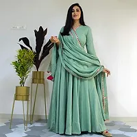 REXIFY Women's Latest Rayon Floor Length Anarkali Kurti with Lace with Printed Dupatta Set, A Complete Ethnic Set for All Occasions. (Green)-thumb4