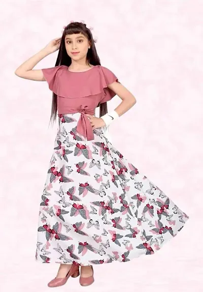 Girls Butterfly Fit and Flare Maxi Dresses