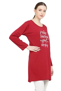 SP GIFT SPOT Round Neck Stylish Full Sleeve t-Shirt, Regular Fit, Nightwear Daily use for Women & Girls (X-Large, Maroon 01)-thumb1