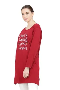 SP GIFT SPOT Round Neck Stylish Full Sleeve t-Shirt, Regular Fit, Nightwear Daily use for Women & Girls (X-Large, Maroon 01)-thumb2