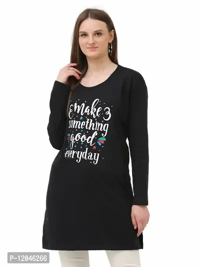 Buy CRAFTLY Women Full Sleeve Round Neck Polo Tshirt (Black, Free Size) at