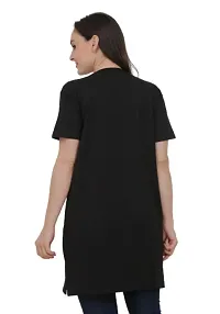 Trendy Women Round Neck Half Sleeve Long Black T-shirt For Women amp; Girls | Regular T-shirt | Gym wear-thumb1