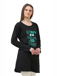 Classic Cotton Blend Printed Long Tshirt for Women-thumb2