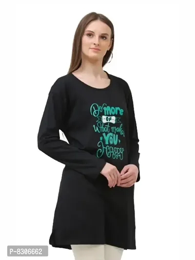 Classic Cotton Blend Printed Long Tshirt for Women-thumb3