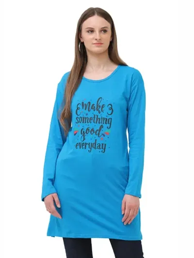 Printed Round Neck Stylish Full Sleeve Long Combo t-Shirt for Women and Girls | Long T-Shirt