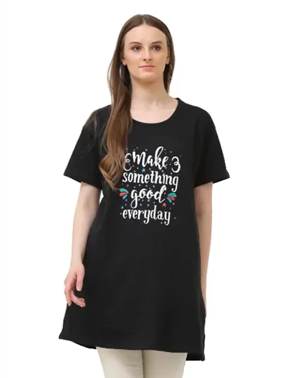 Trendy Women Round Neck Half Sleeve Long T-shirt For Women  Girls | Regular T-shirt | Gym wear