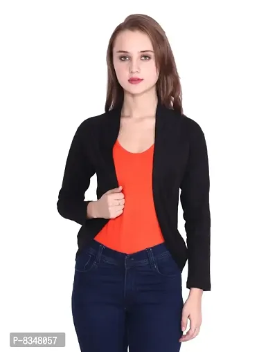 Women Jacket Style Open Front Casual, Solid, Full Sleeve Shrug
