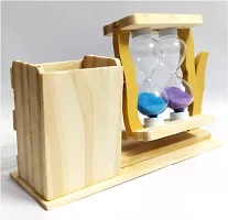 Wooden Pen Stand with Timer for Office Table  Study Table, Pen Stand for Teachers Doctors Advocates, Diwali New Year Festival Corporate Gifts-thumb1